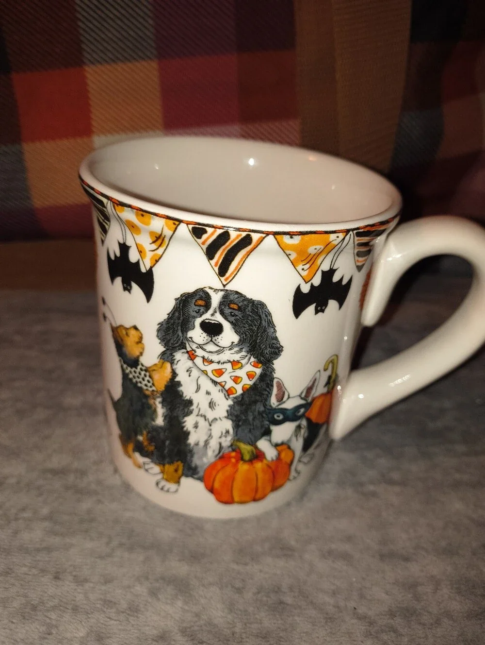 Halloween Dog & Pumpkin Ceramic Mug - Orange Black